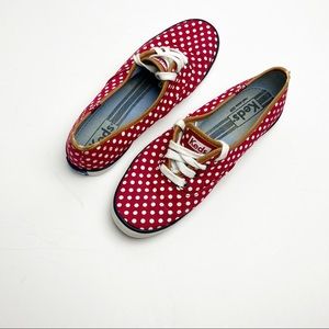 KEDS Red And White Polka Dot Minnie Mouse Inspired Canvas Shoes, Size 6.5